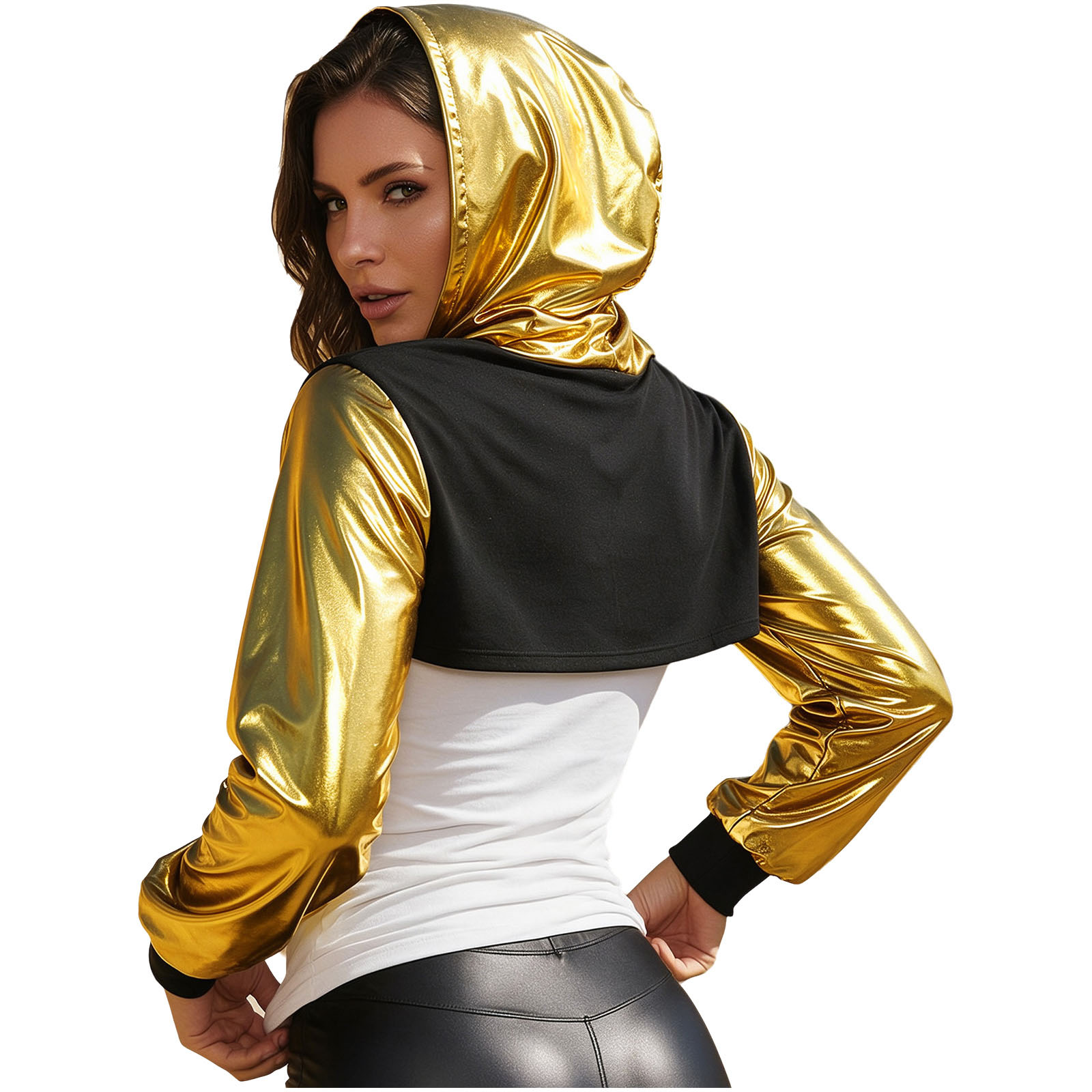 Womens Metallic Cropped Hoodie - đánh giá và giá Music