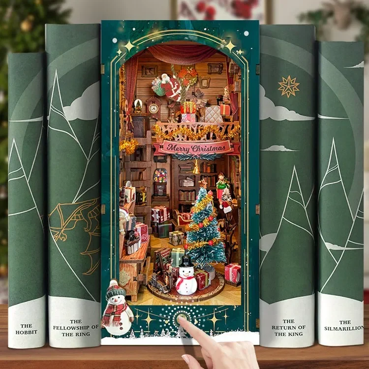 Merry Christmas DIY Wooden Boo - đánh giá và giá Diy Wooden Book Nook Kit Shelf Insert
