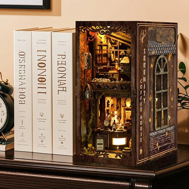 Serenity Coffee House Bookshel - đánh giá và giá Diy Wooden Book Nook Kit Shelf Insert