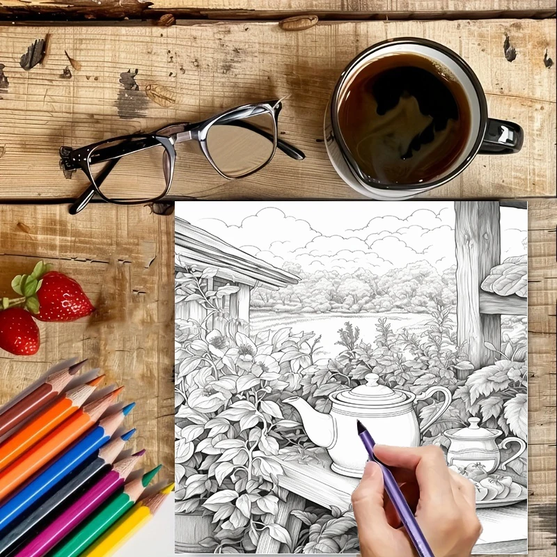 Tea In The Gardens Coloring Bo - đánh giá và giá Adult Coloring Book Stress Relief